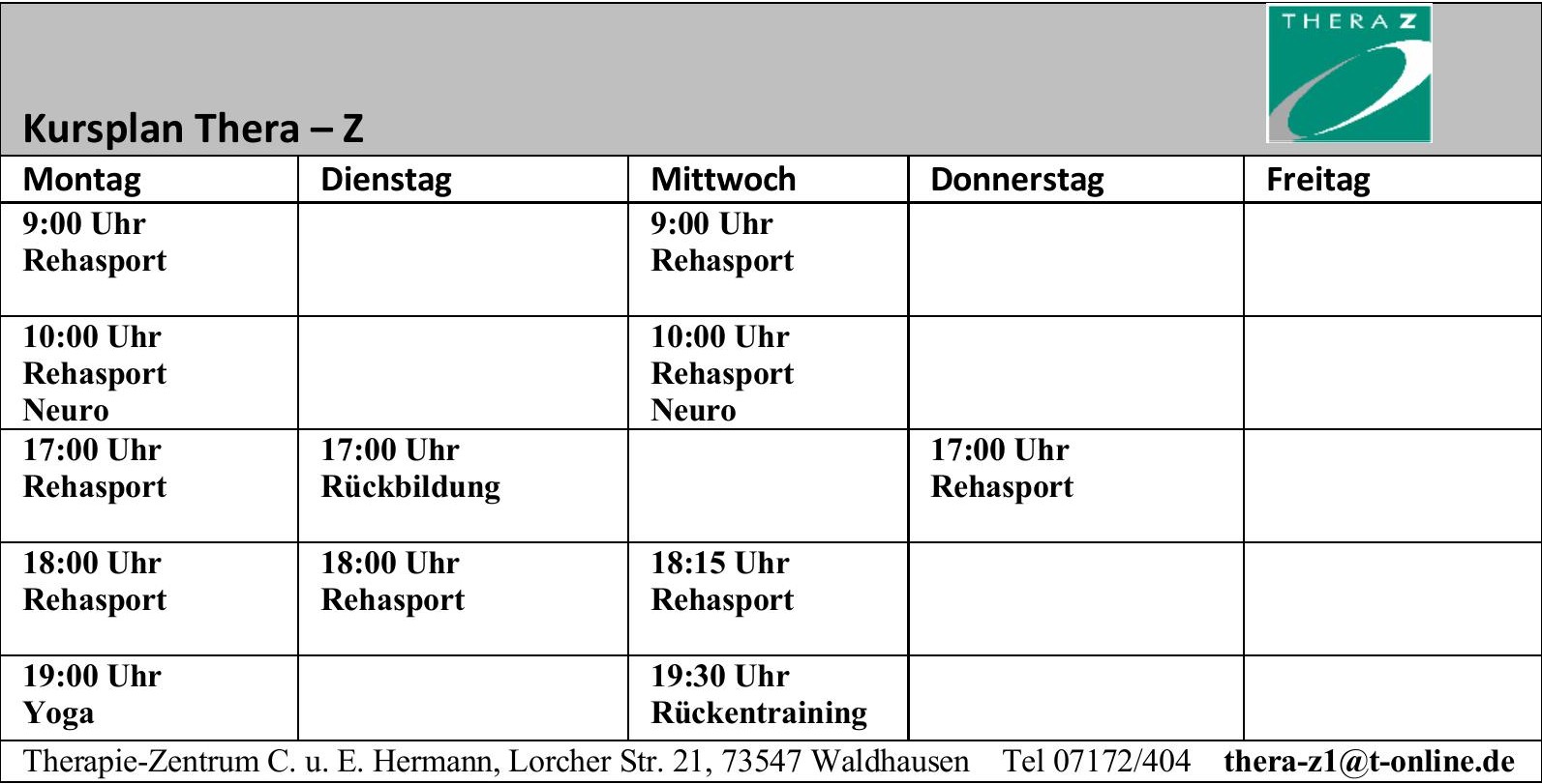 Kursplan Thera Z 2025